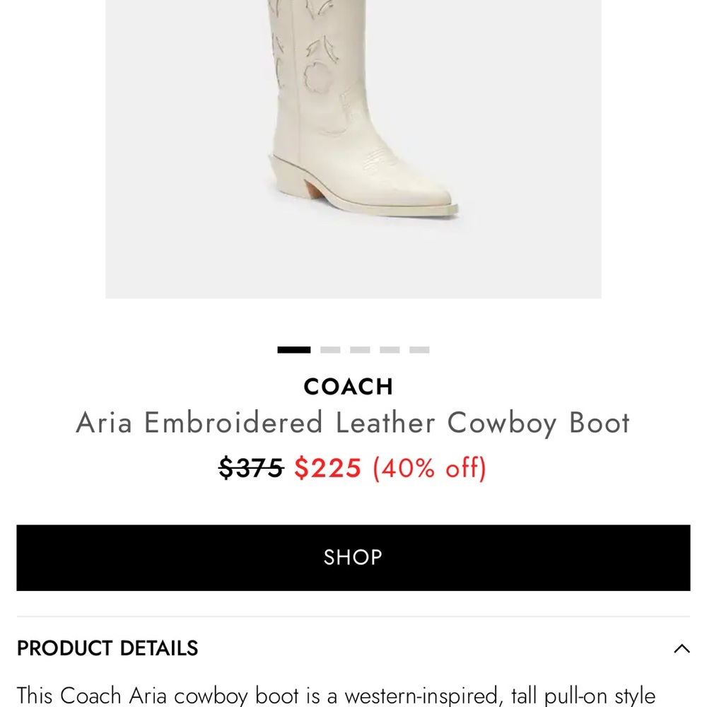 Coach Aria Chalk Floral Embroidered Women's Boots - Picture 4 of 8